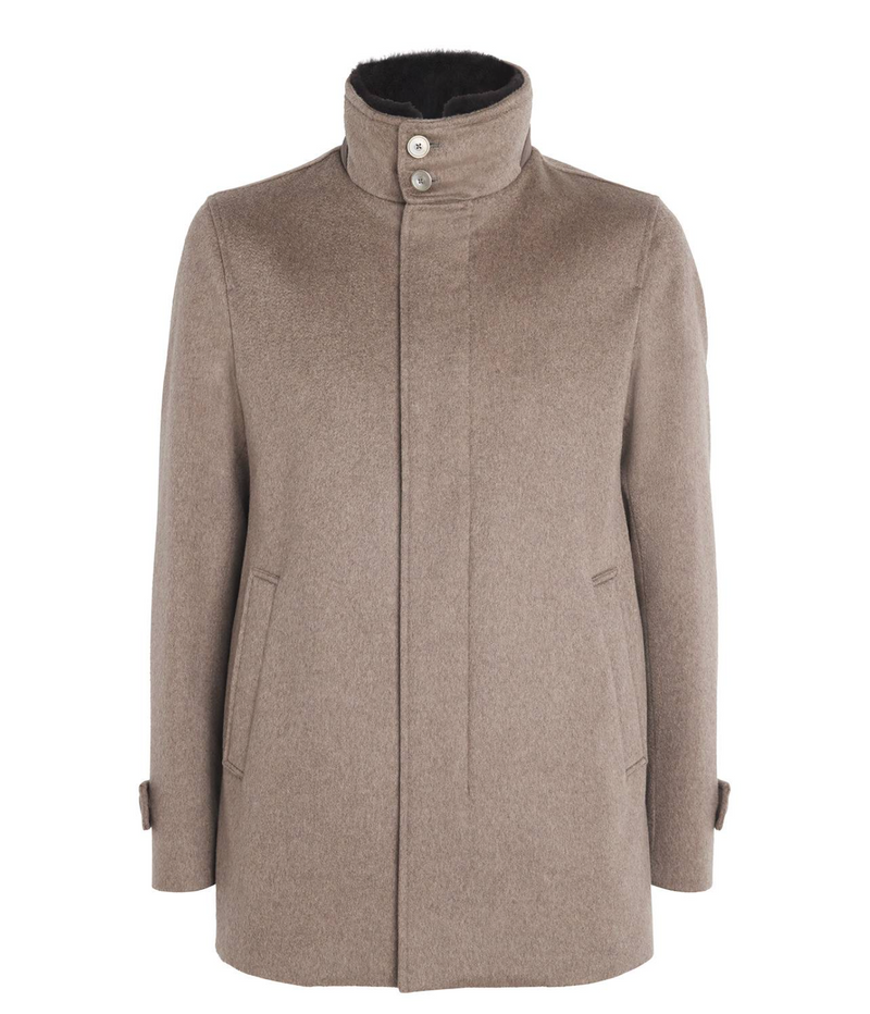 Herno Cashmere Shearling-Trim Car Coat