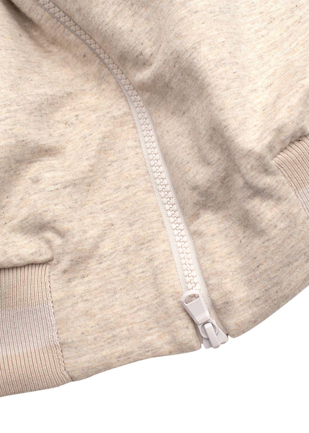 Brunello Cucinelli Beige Knit Sleeve Jersey Bomber Jacket