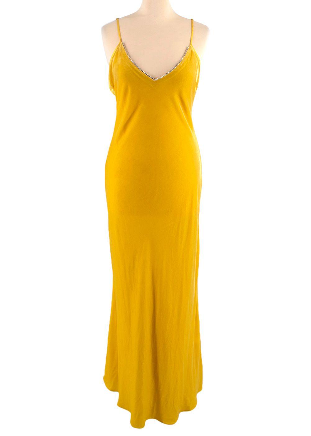 Crystal Embellished Yellow Velvet Gown & Cape
