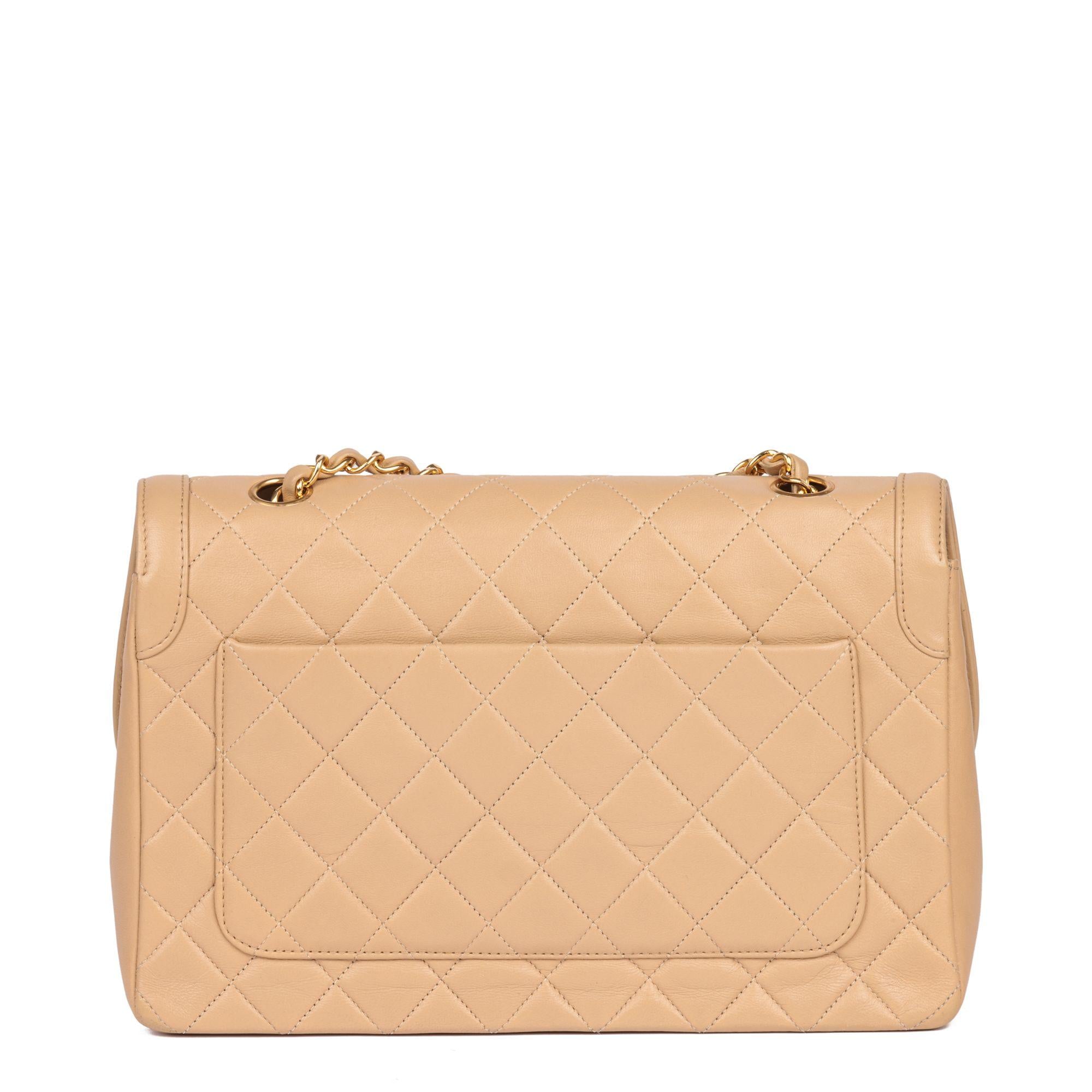 Beige Vintage Quilted Leather Flap Bag & Waller