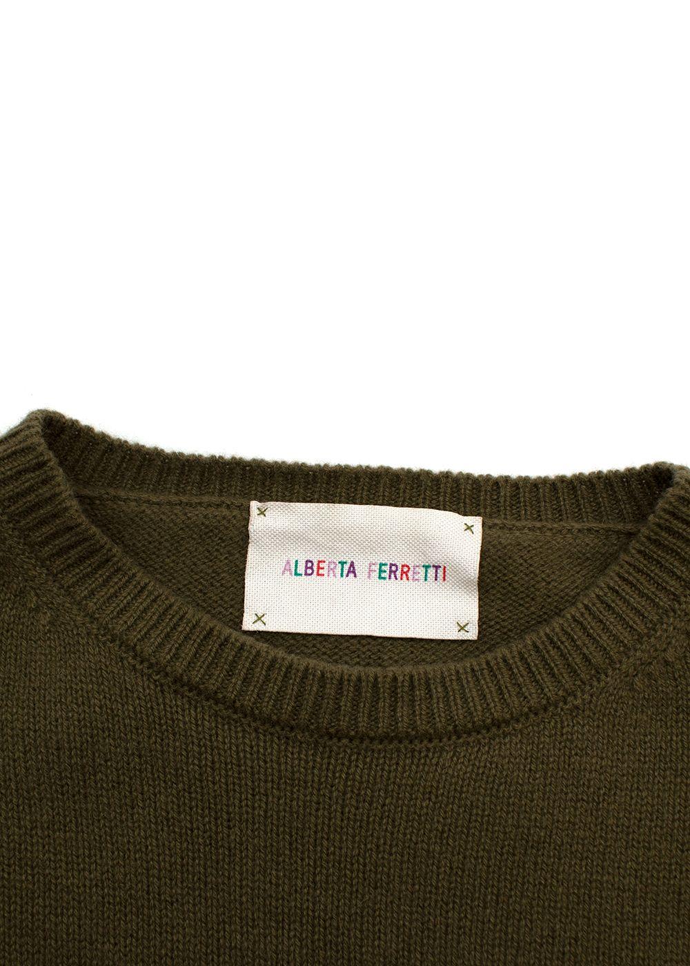 khaki wool Friday intarsia sweater