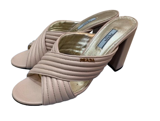 Nude Leather Heeled Mules