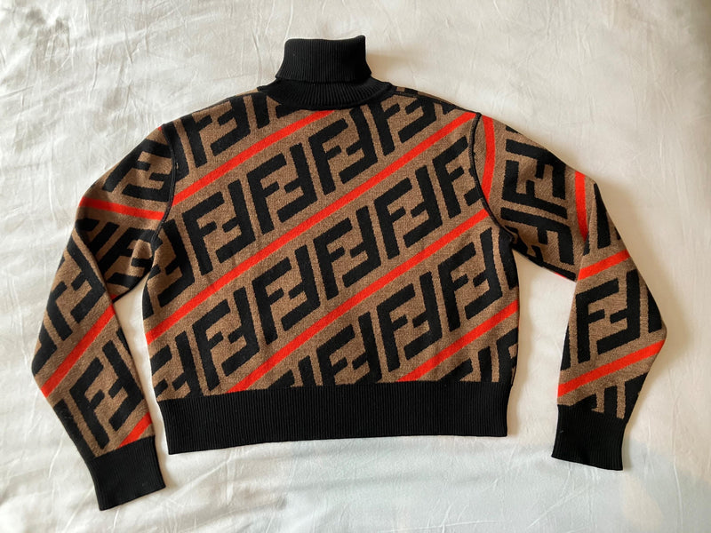 Fendi Kids Monogram Wool Turtle Neck Jumper