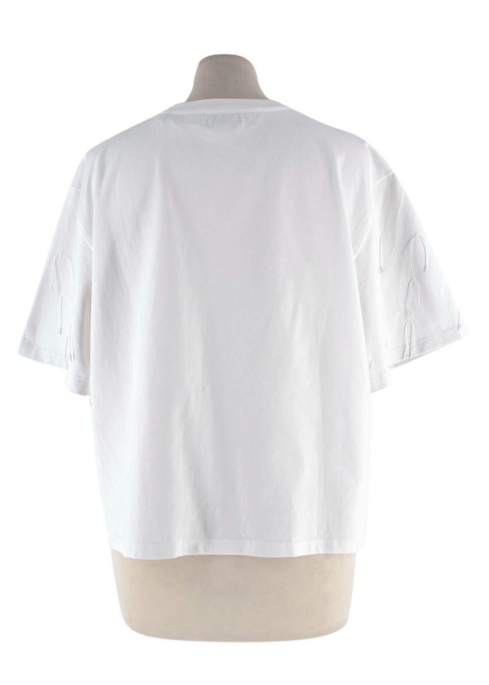Simkhai Amaru White String-Embellished T-Shirt