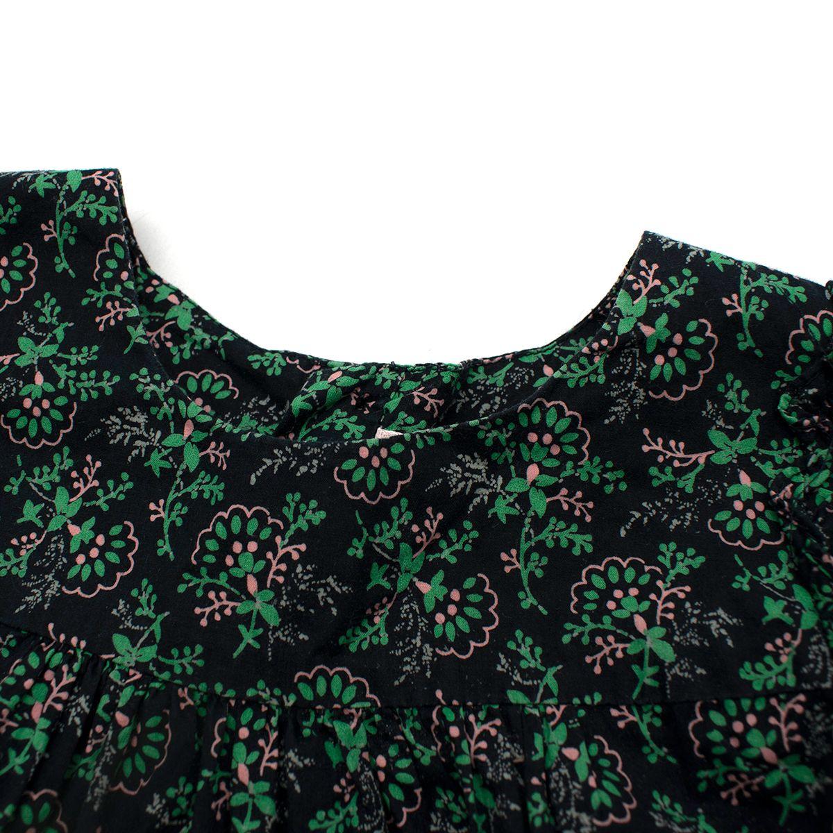 Black & Green Leaf Print Cotton Tunic Dress