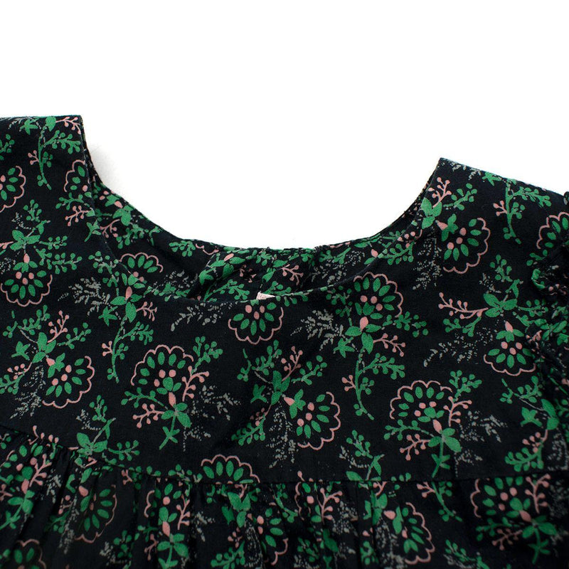 Black & Green Leaf Print Cotton Tunic Dress
