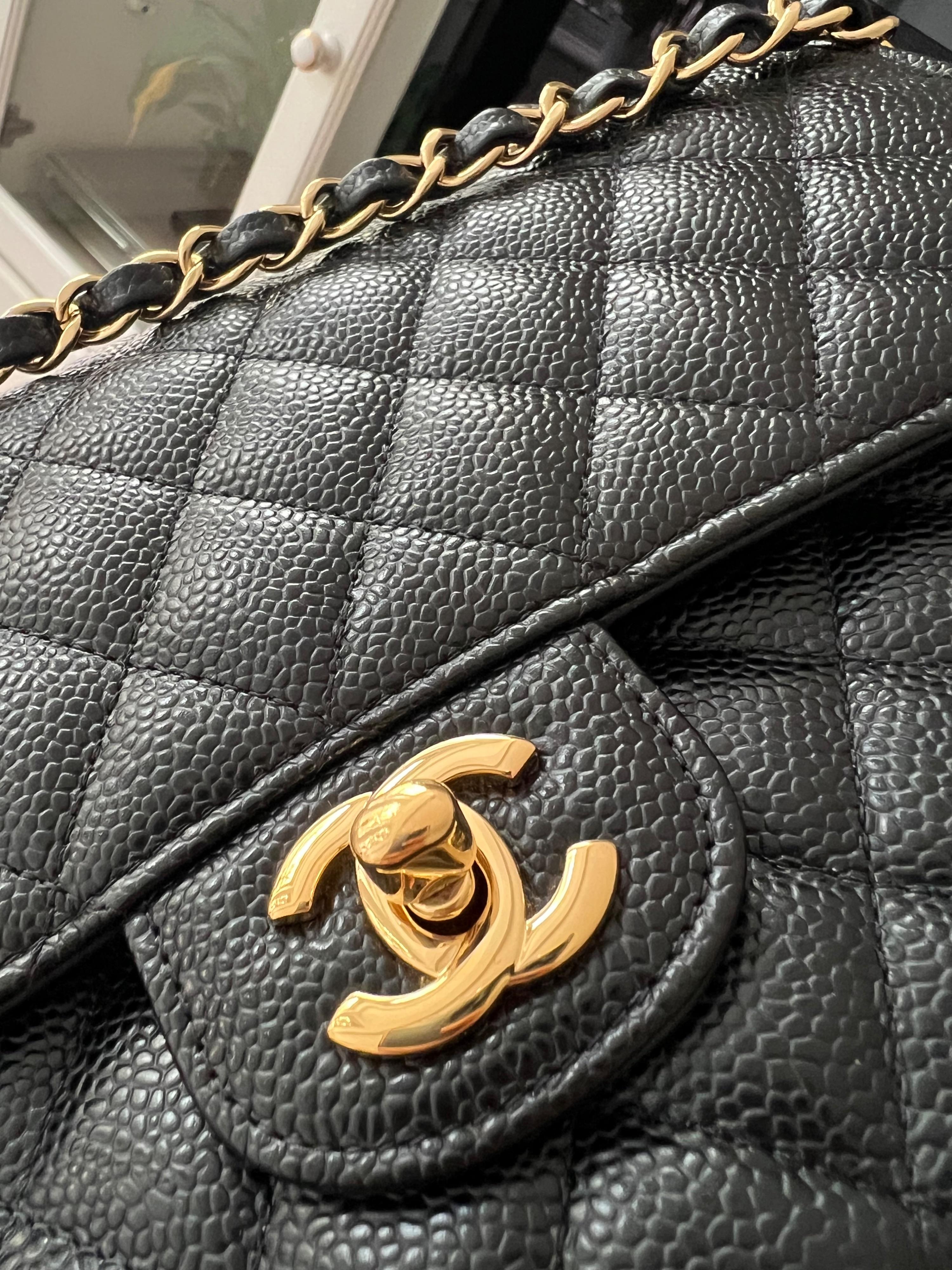 Black Caviar Medium Classic Double Flap Bag
