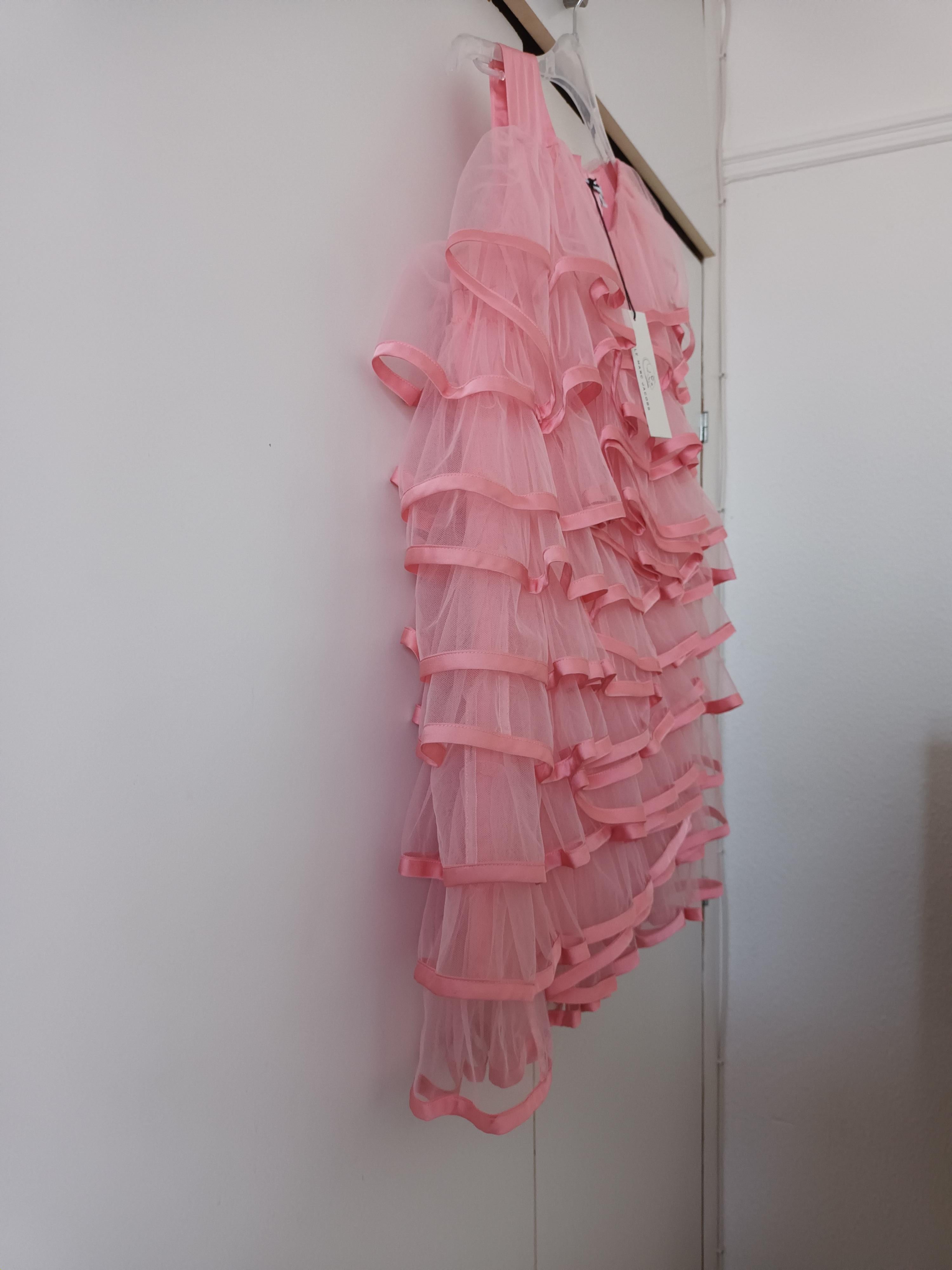 pink tulle ruffled party dress