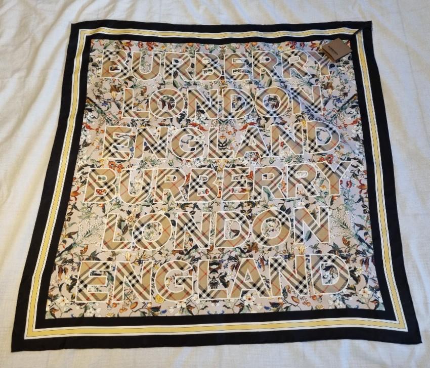 Burberry Montage Print Silk Square Scarf