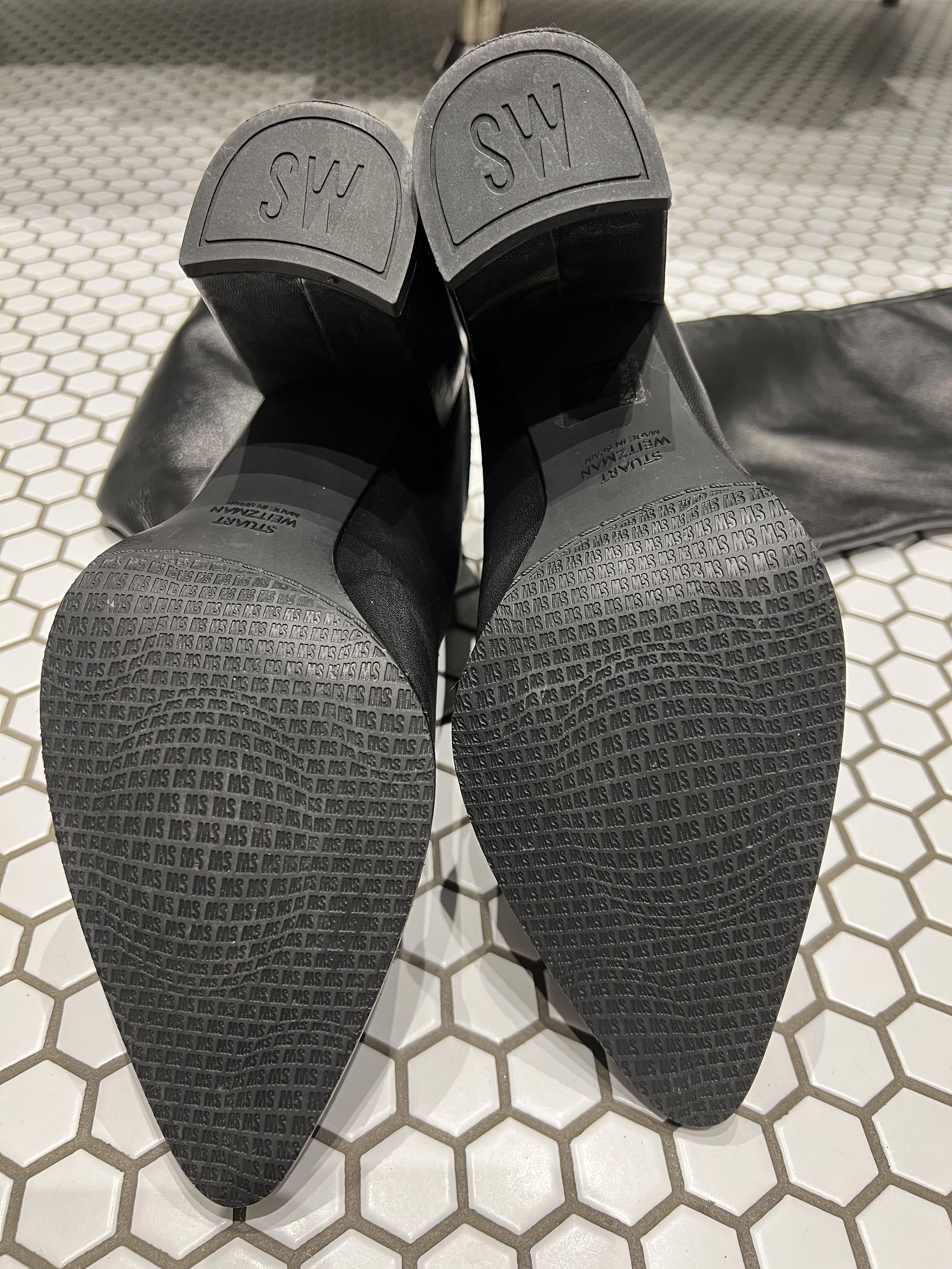 Stuart Weitzman Black Leather Point Toe Knee Boots