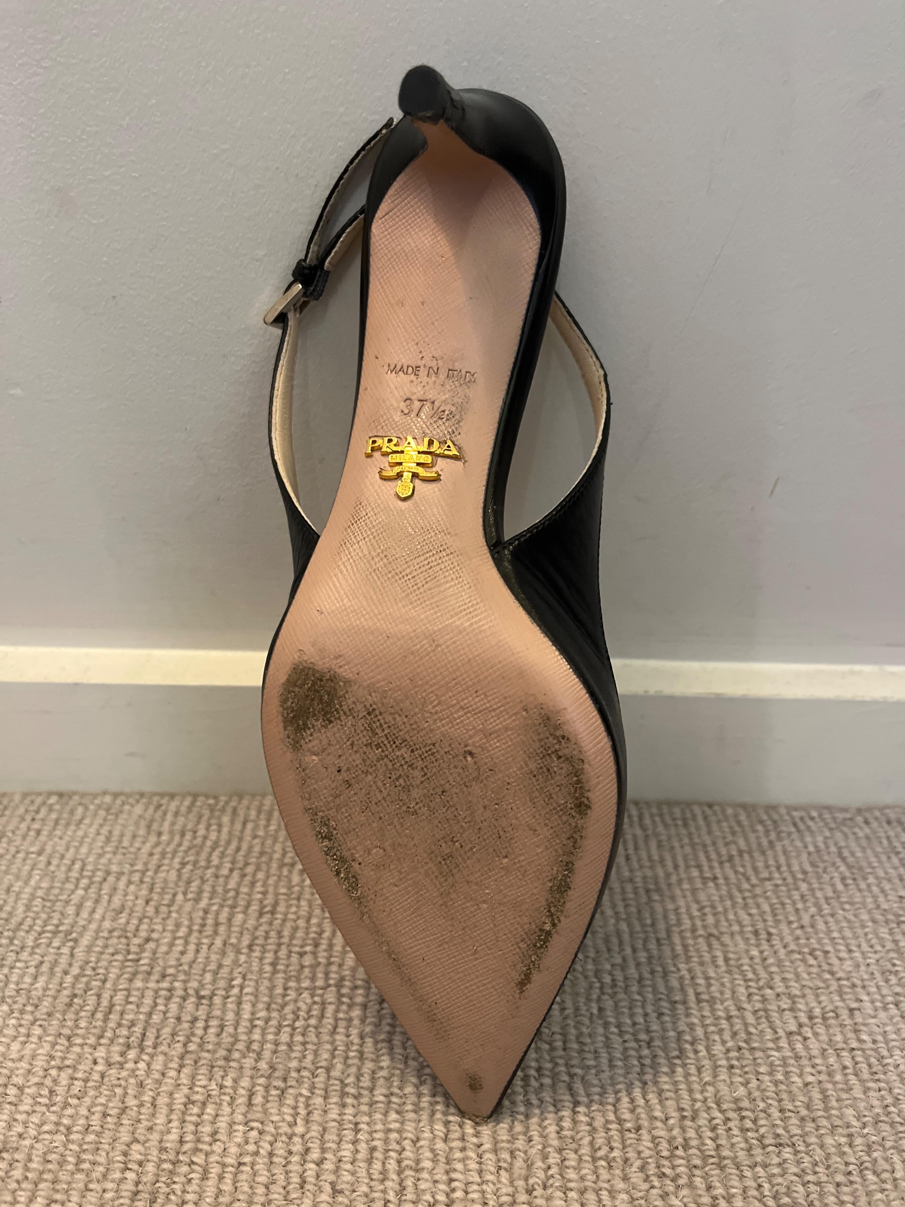 Black Leather Slingback Sandals