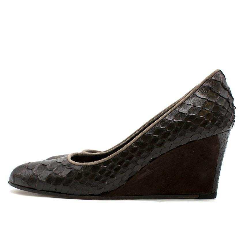 Stephane Kelian Paris Brown Snakeskin Wedges