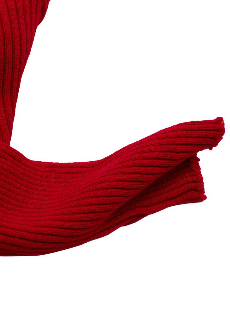 Marques Almeida Red Knitted Asymmetric Wool Dress