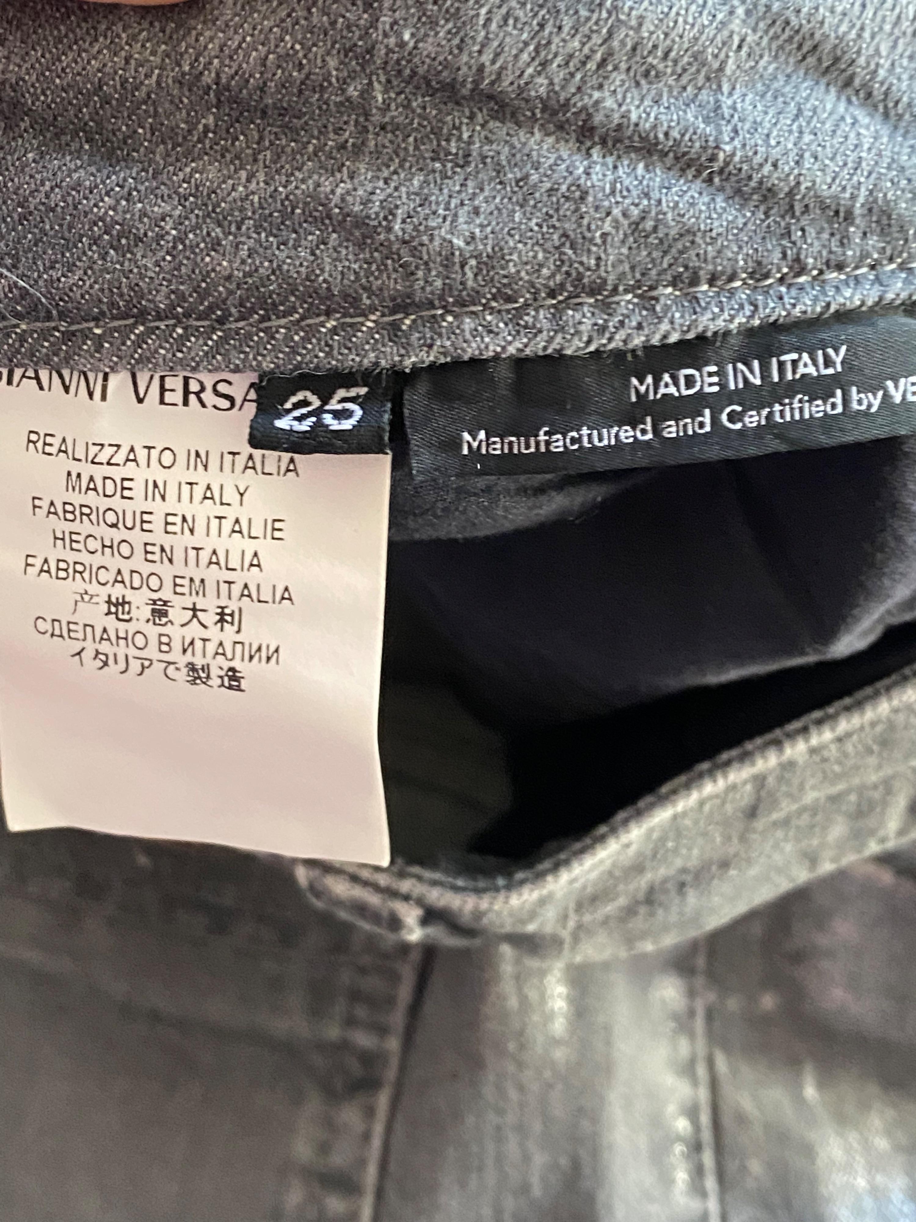 Grey silver coated straight leg jeans