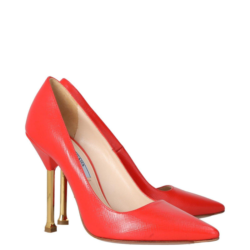 Prada Neon Pink Saffiano Leather Pointed-Toe Pumps