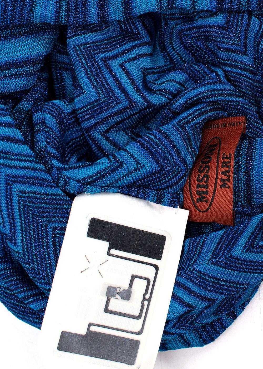 Missoni Blue Two-tone Zig-zag Knit Turban