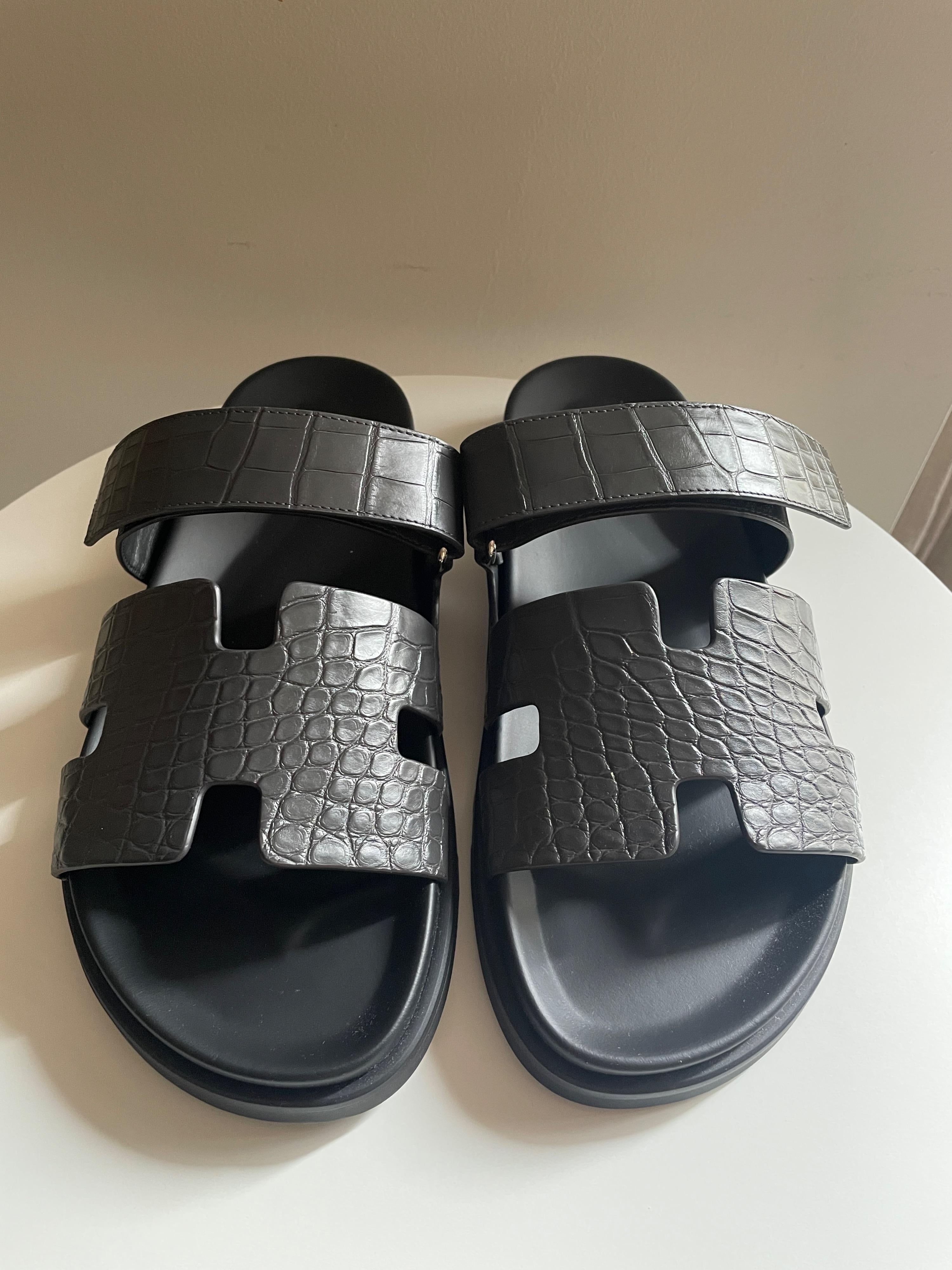 Graphite Matte Mississippiensis Alligator Chypre Sandals