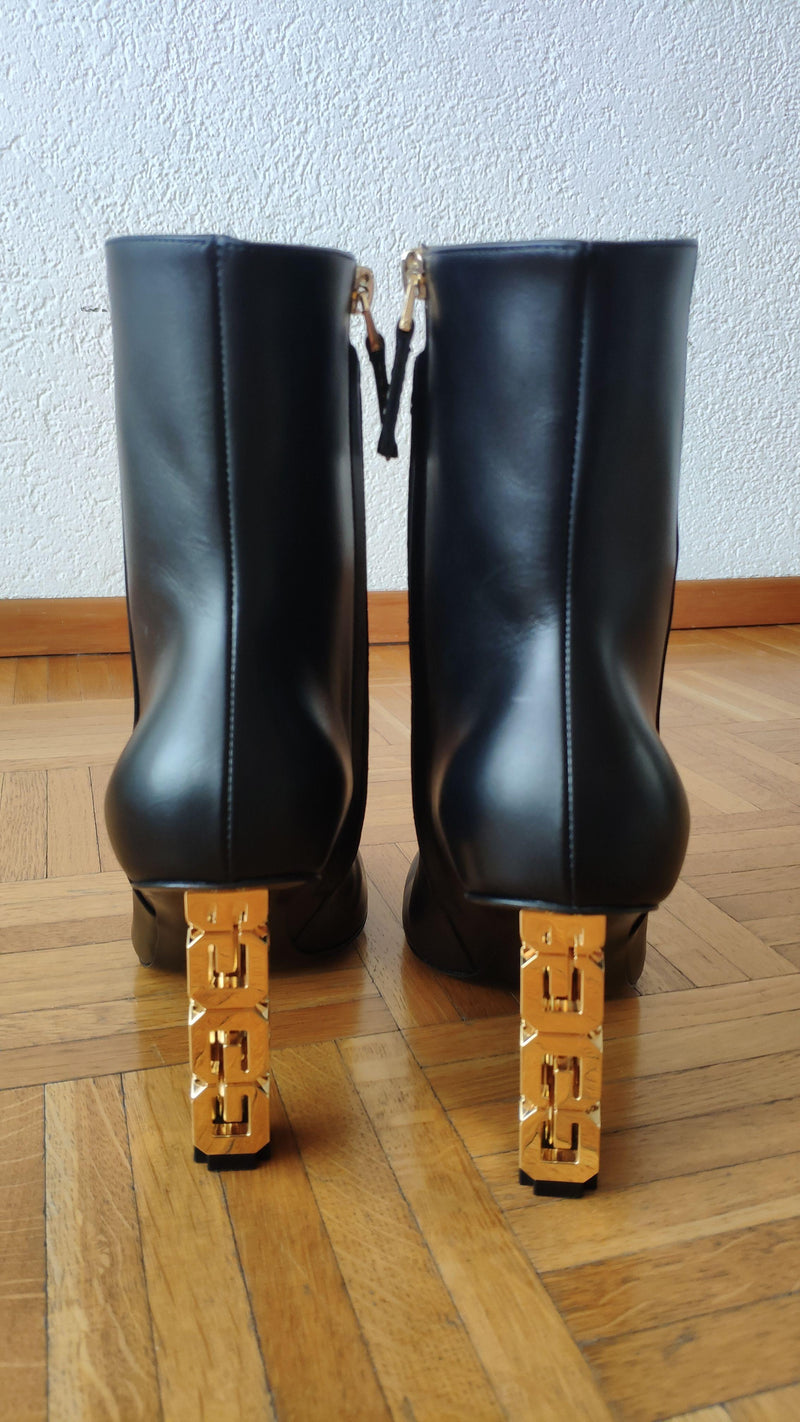 Givenchy Black Leather G Cube Ankle Boots