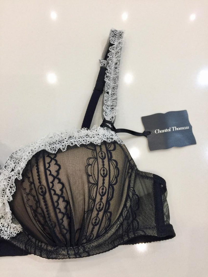 Chantal Thomass Tulle & Lace Frill Half Cup Bra & Brief Set