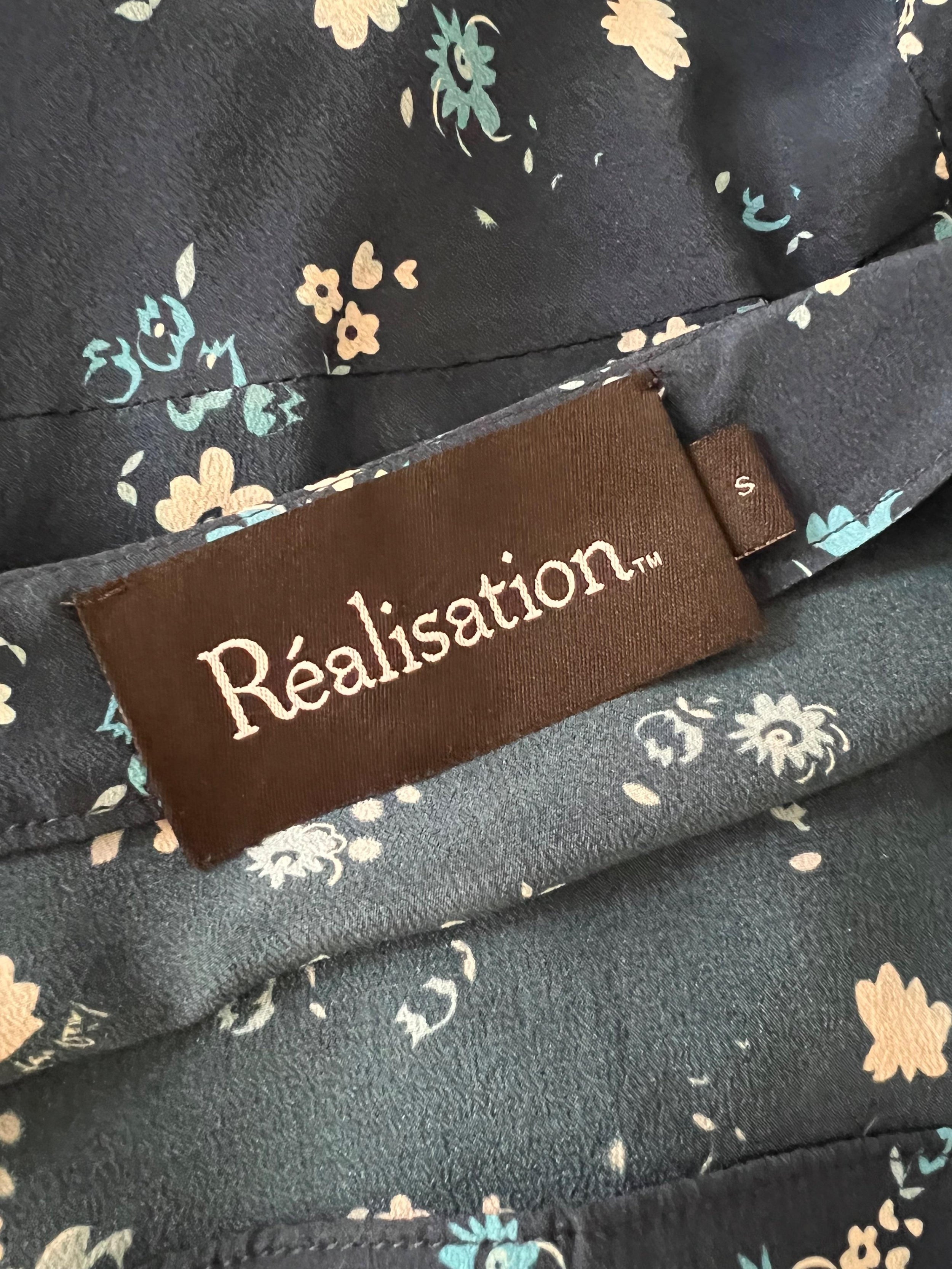 Blue ditzy floral silk Amelia dress