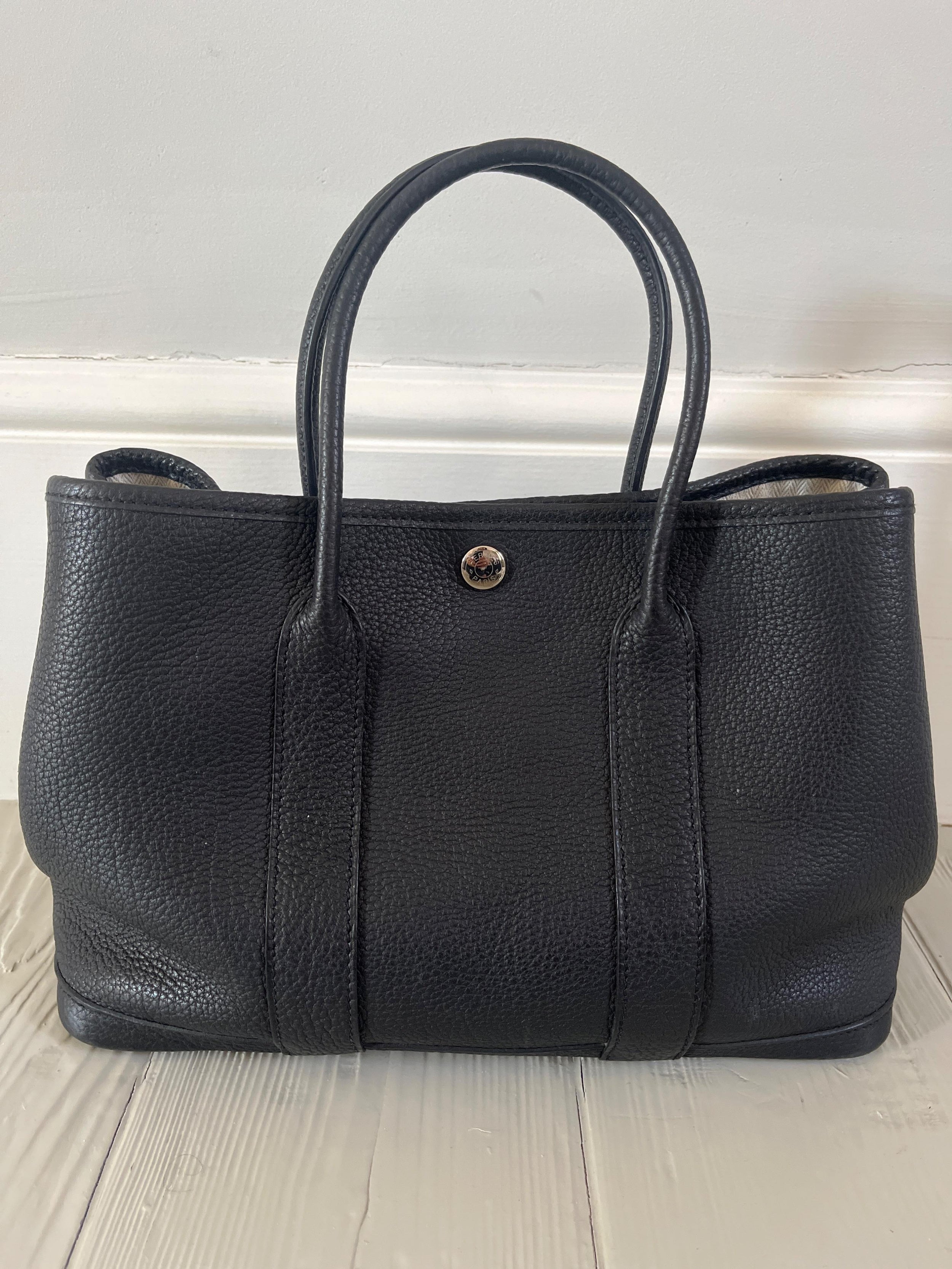 Black Calfskin Garden Party 30 Bag