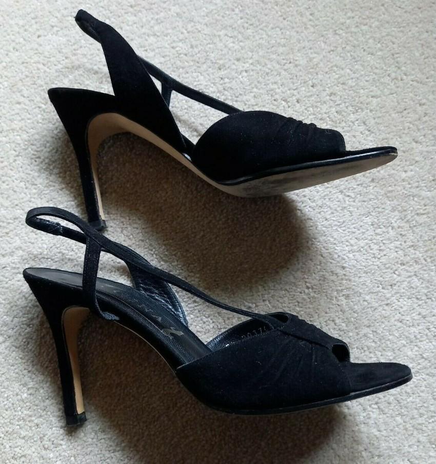 Gina Black Suede Serena Slingback Sandals