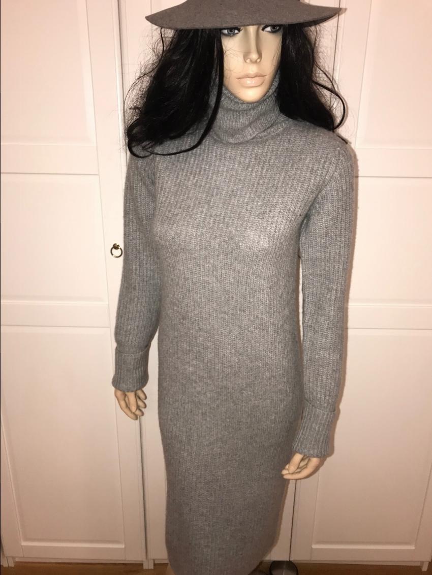 Loro Piana Baby Cashmere Grey Knit Roll Neck Dress