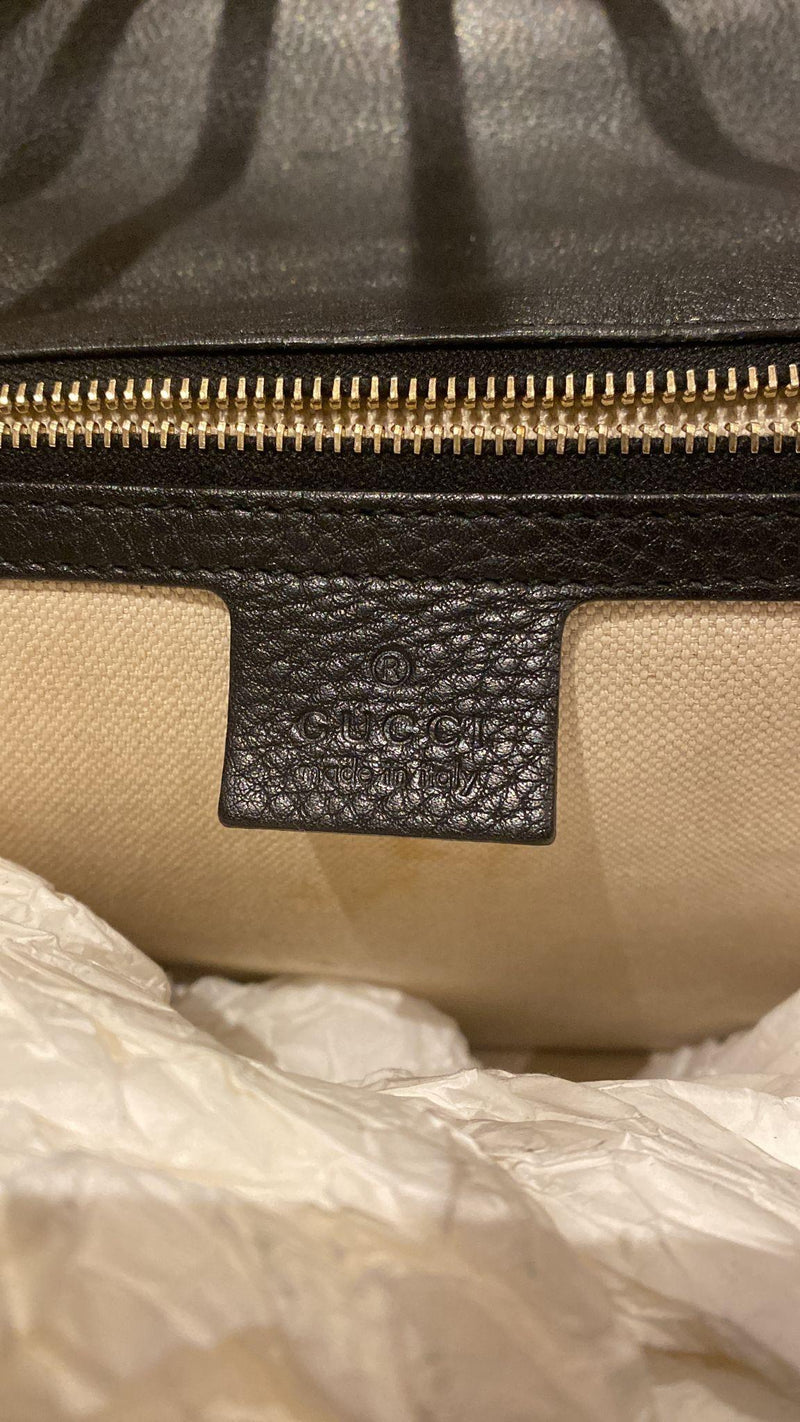 Black Leather Bamboo Top Handle Bag