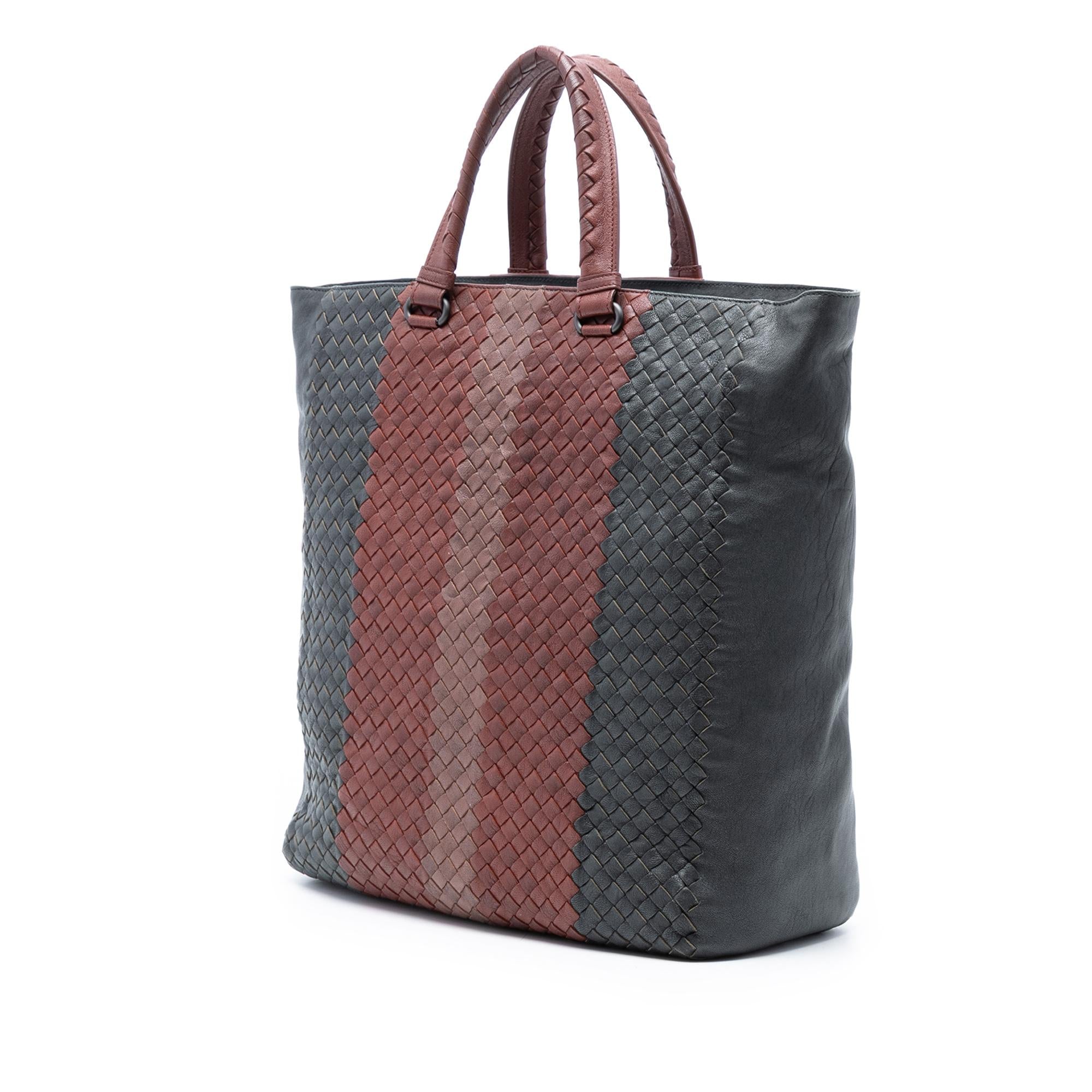 Bottega Veneta Grey Tricolor Nappa Intrecciato Convertible Tote