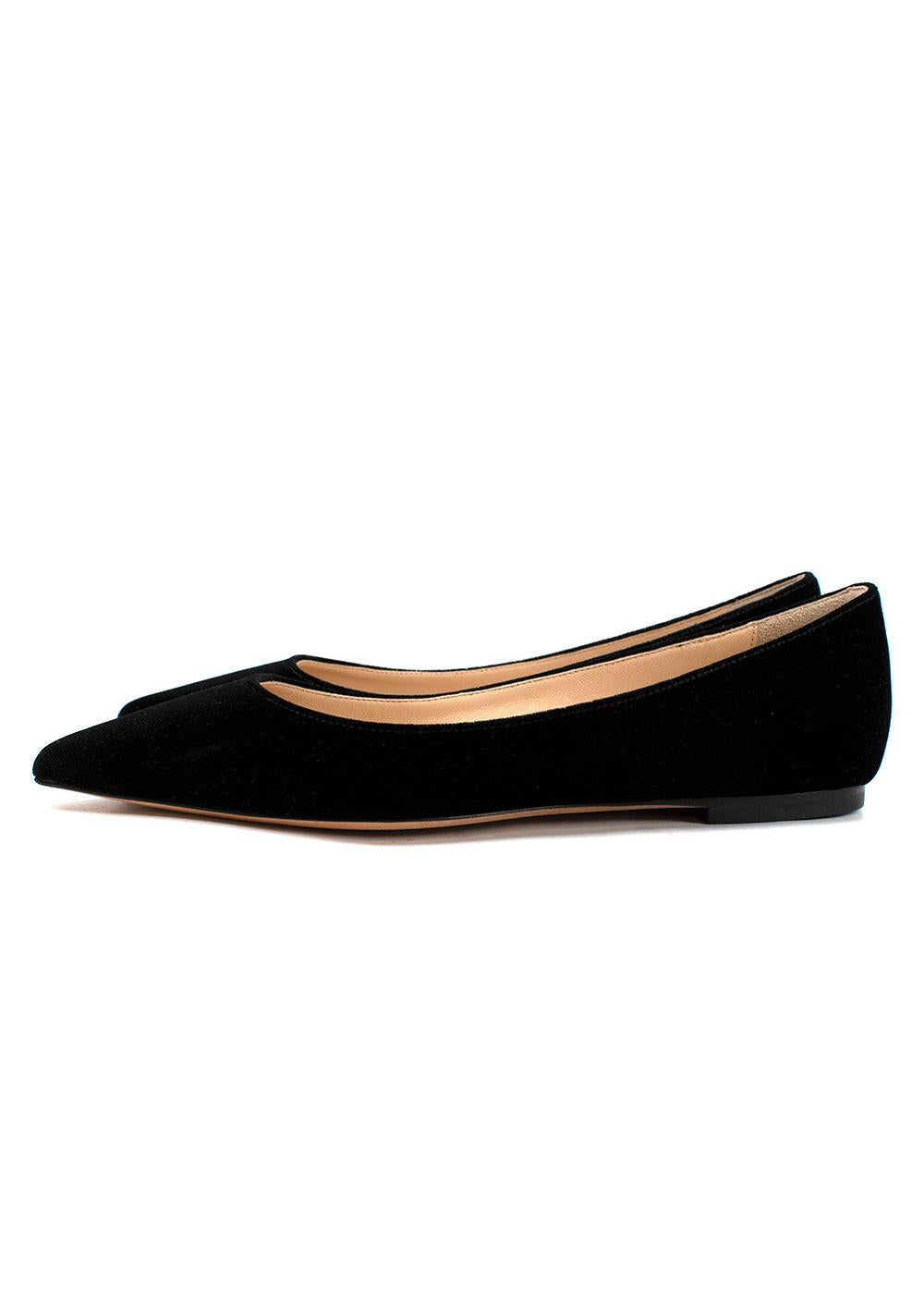 Jimmy Choo Romy Flat Black Velvet Pointy Toe Flats