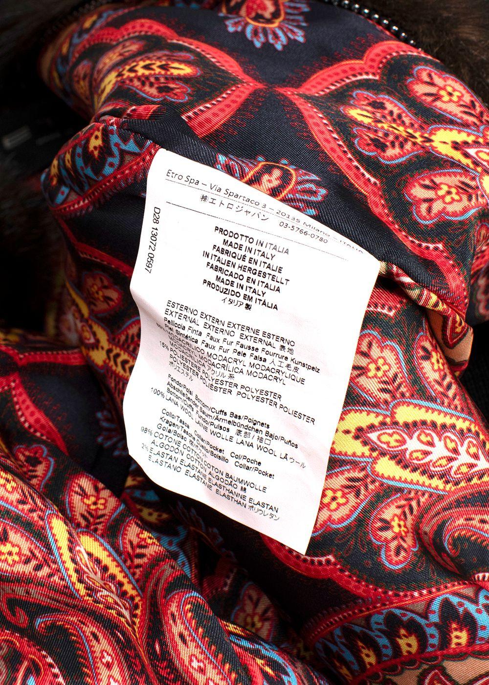 Etro Brown Faux Fur Bomber Jacket