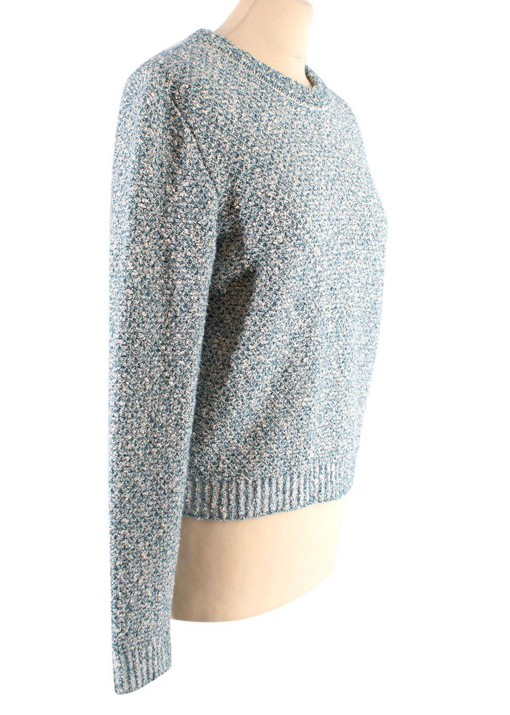 Maison Ullens Blue Tweed Crew Neck Jumper