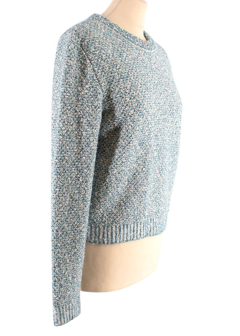 Maison Ullens Blue Tweed Crew Neck Jumper