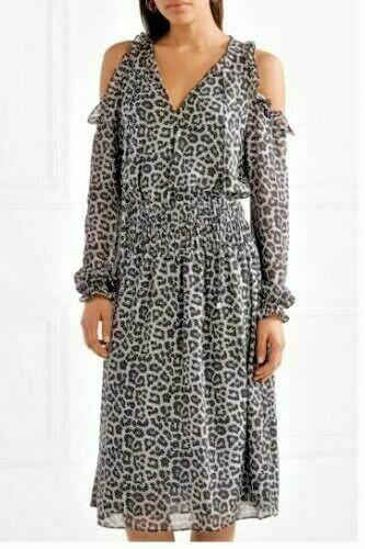 Michael Michael Kors Cold-shoulder printed chiffon midi dress