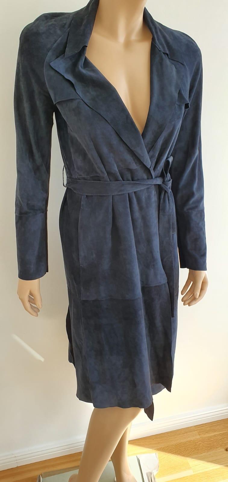 Joseph Blue Suede Duster Coat