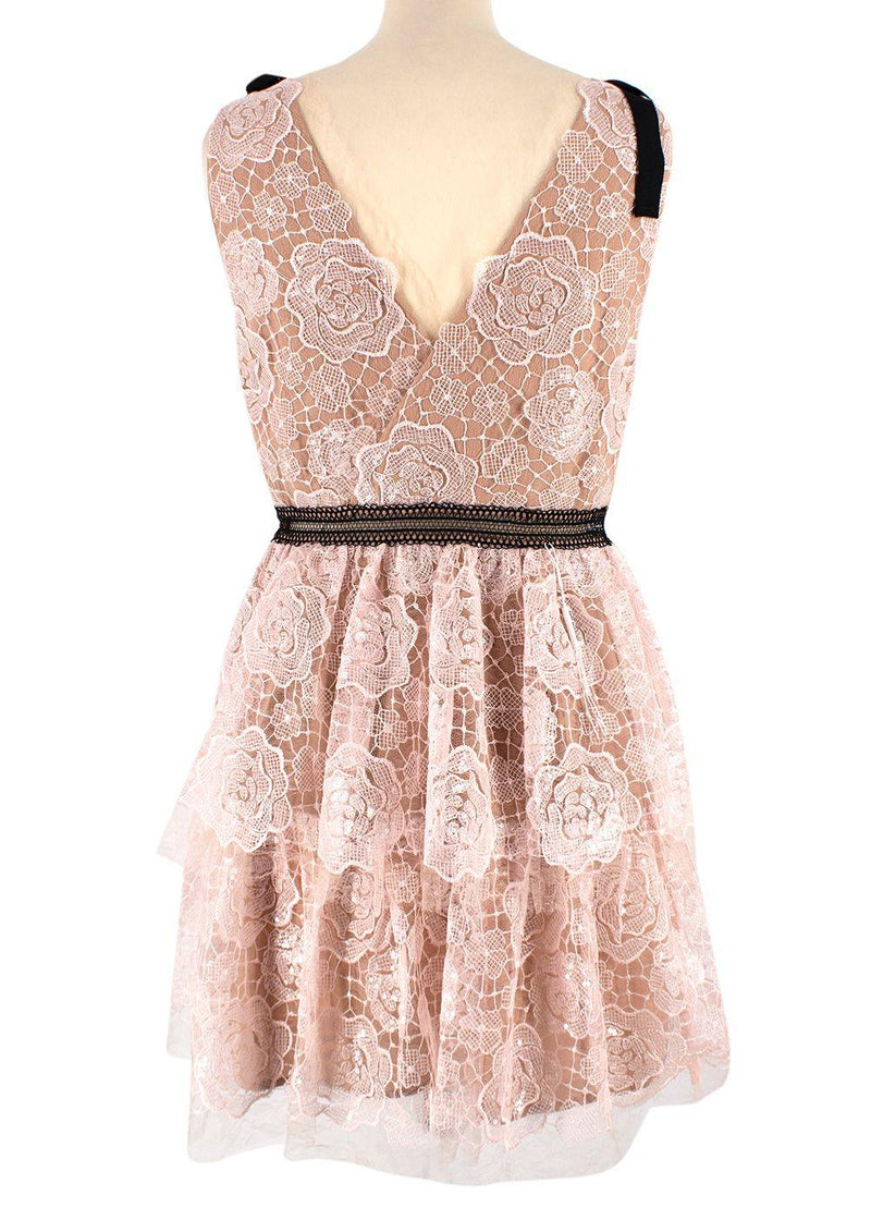 Self Portrait Light Pink Floral Lace Starlet Mini Dress