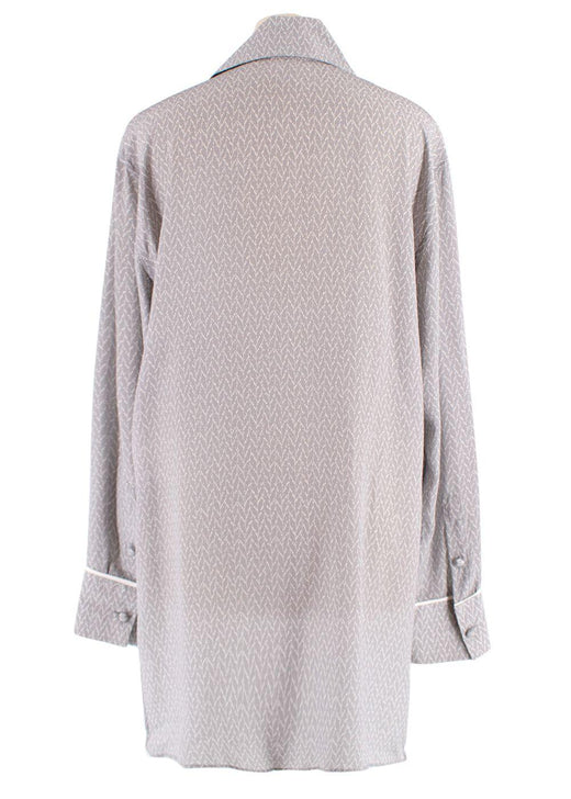 Fendi Silk Grey & White Longline Shirt