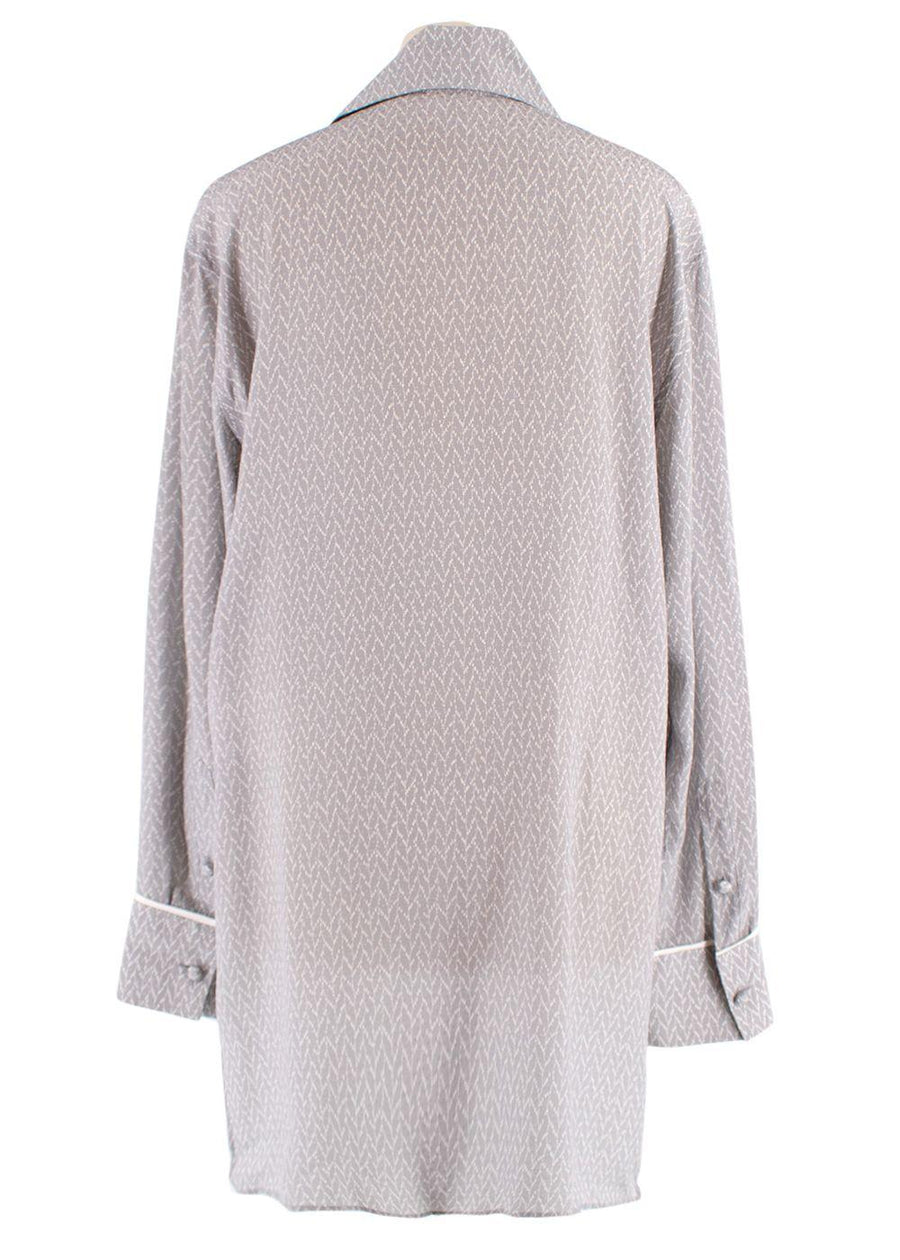 Fendi Silk Grey & White Longline Shirt