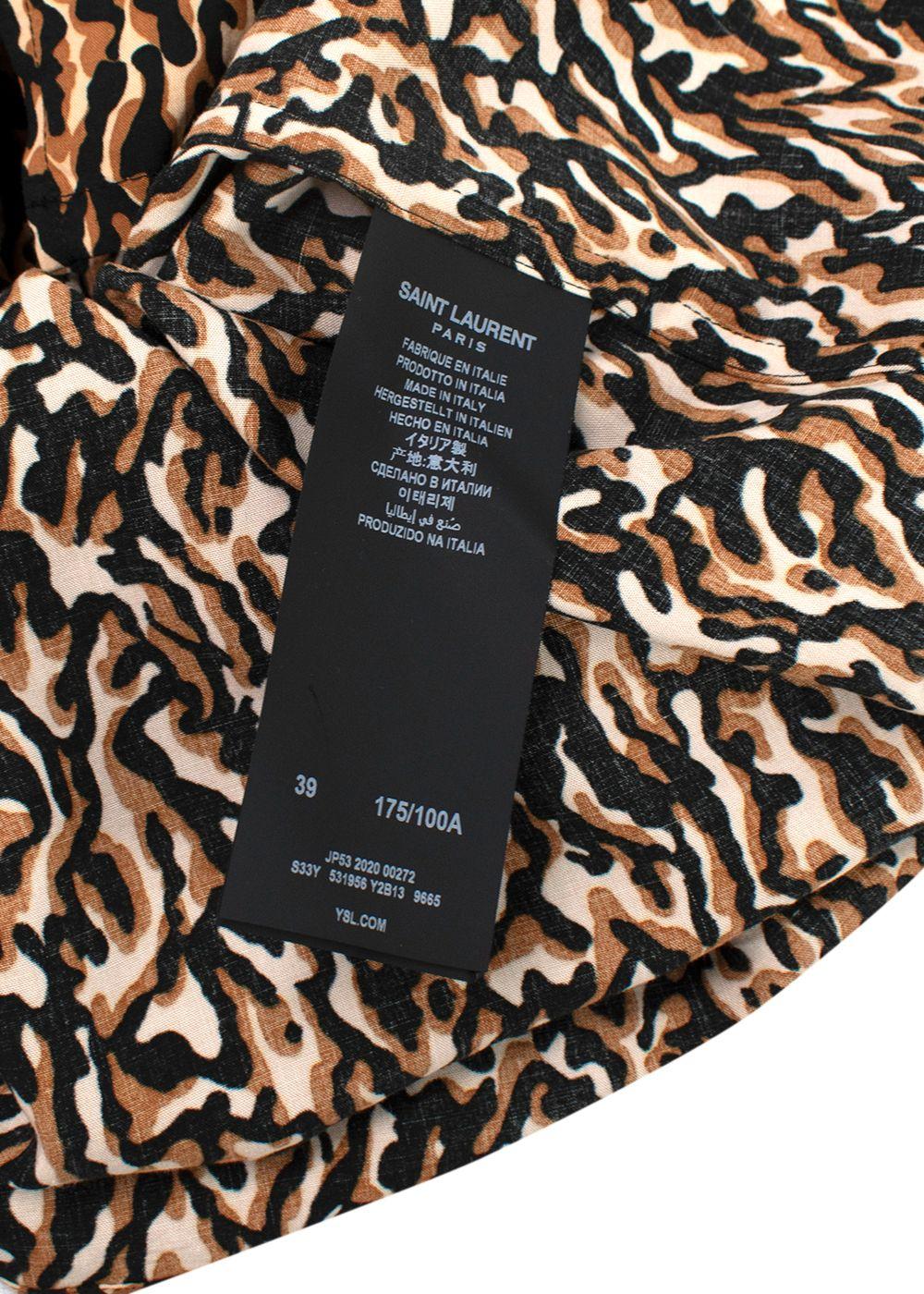 Saint Laurent Brown Printed Short Sleeve Shirt