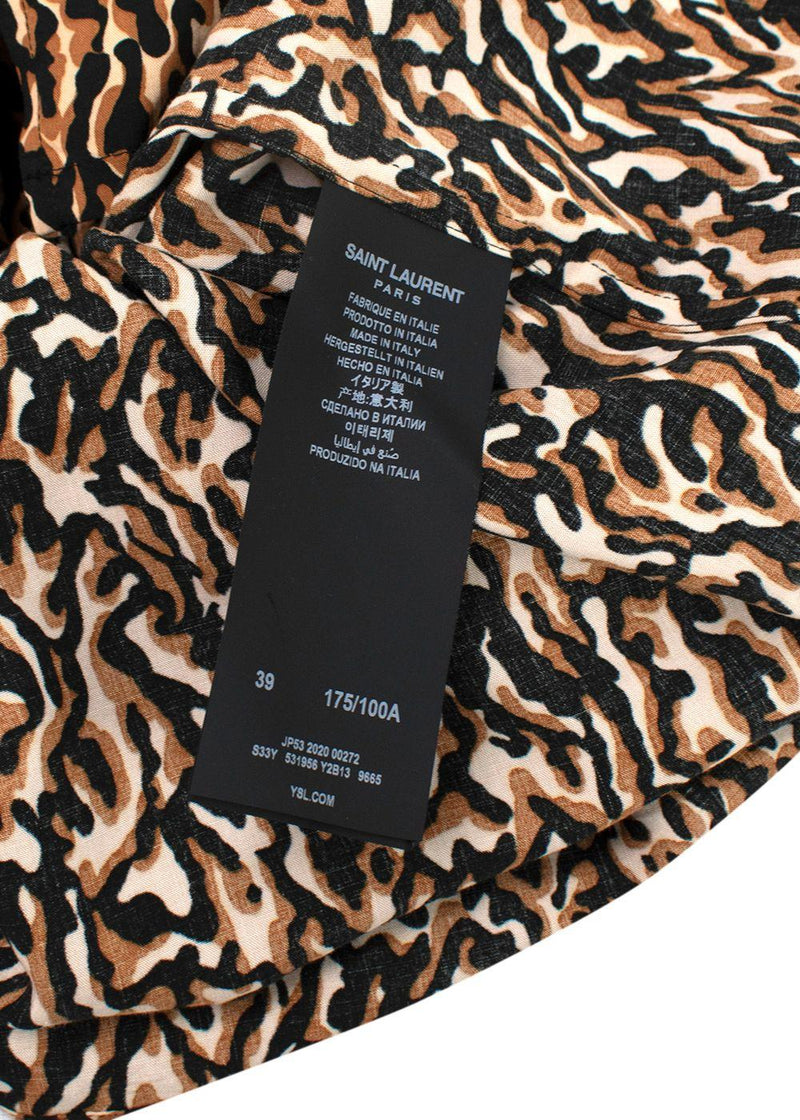 Saint Laurent Brown Printed Short Sleeve Shirt