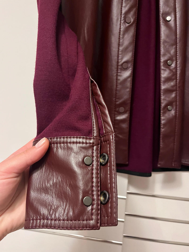 Roksanda burgundy faux leather Paden shirt