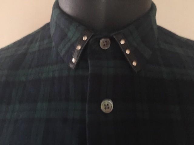 Pretty Green Men's Plaid Studded Collar Shirt