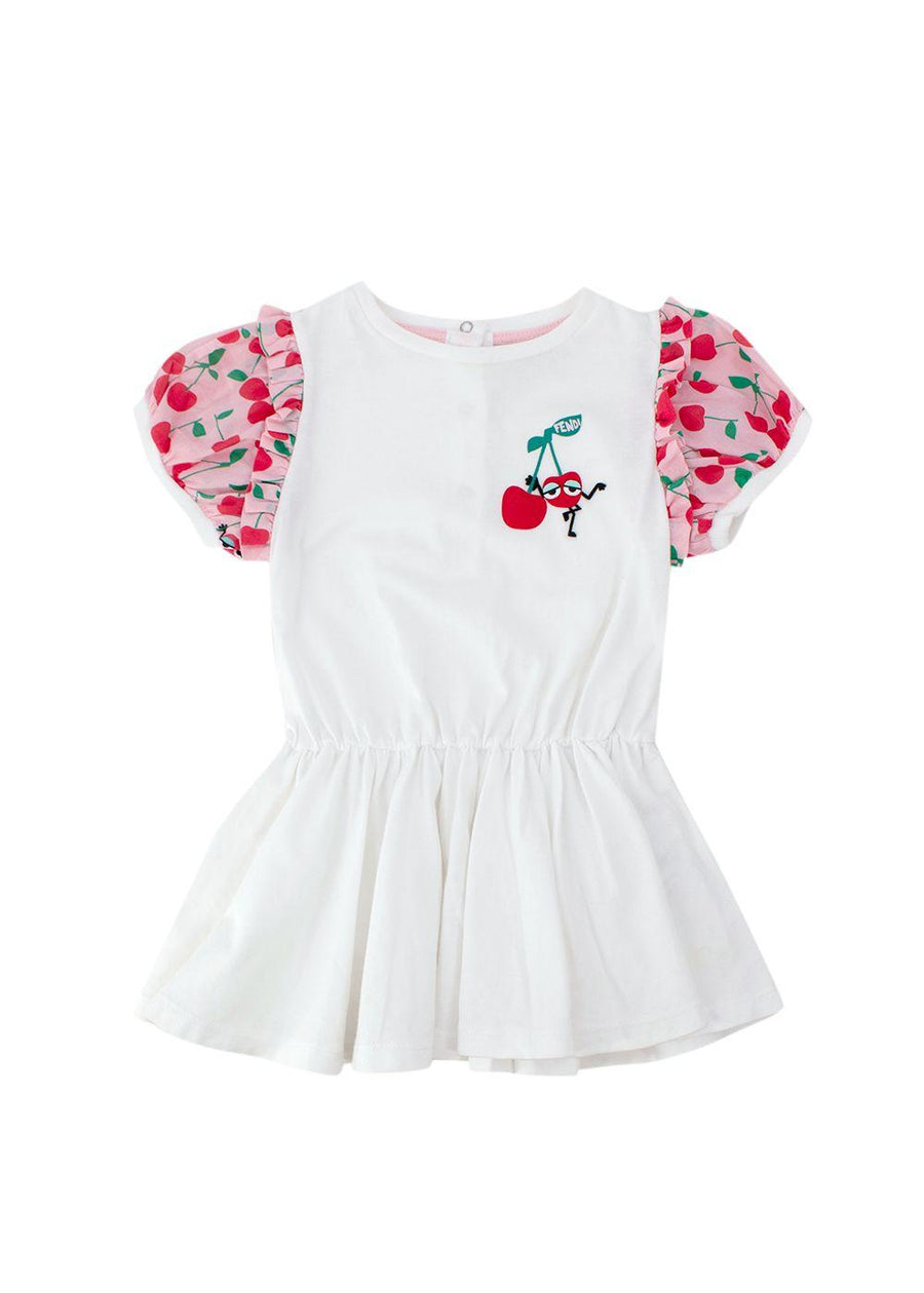 Fendi White and Pink Cherry Print Dress (12 Months)