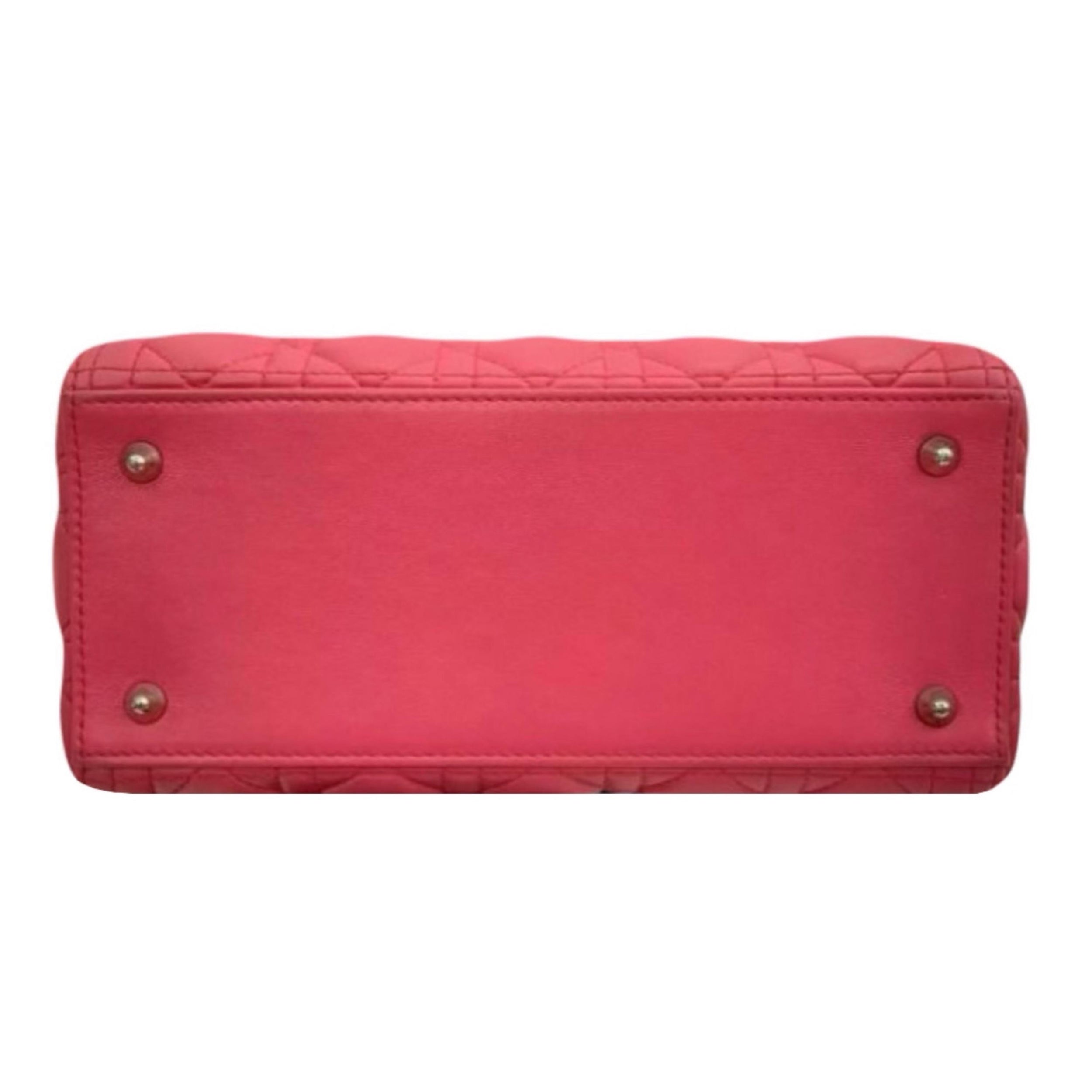 Medium Pink Lambskin Cannage Lady Dior