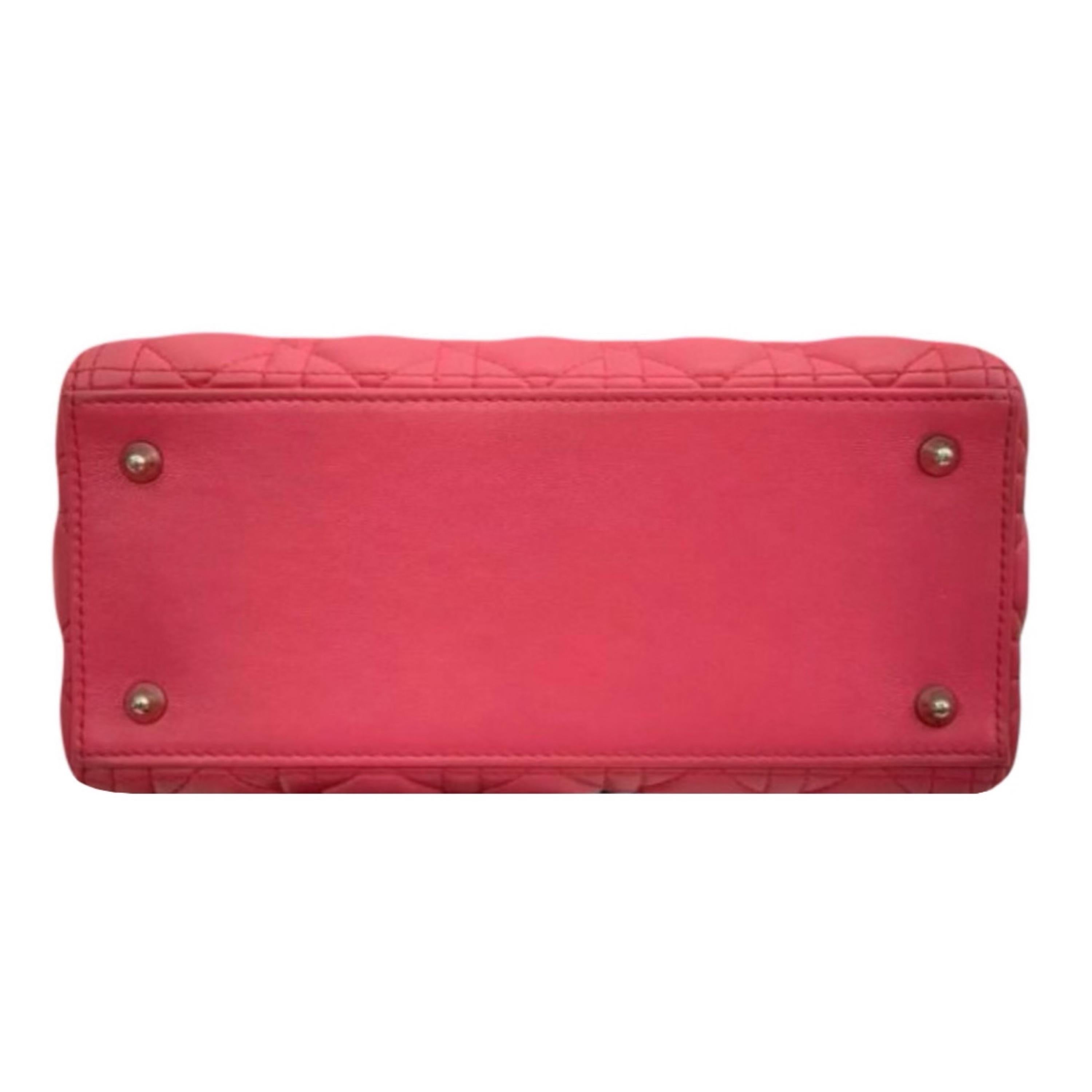 Medium Pink Lambskin Cannage Lady Dior