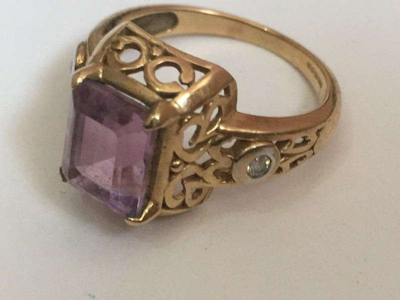 vintage amethyst and white diamond ring