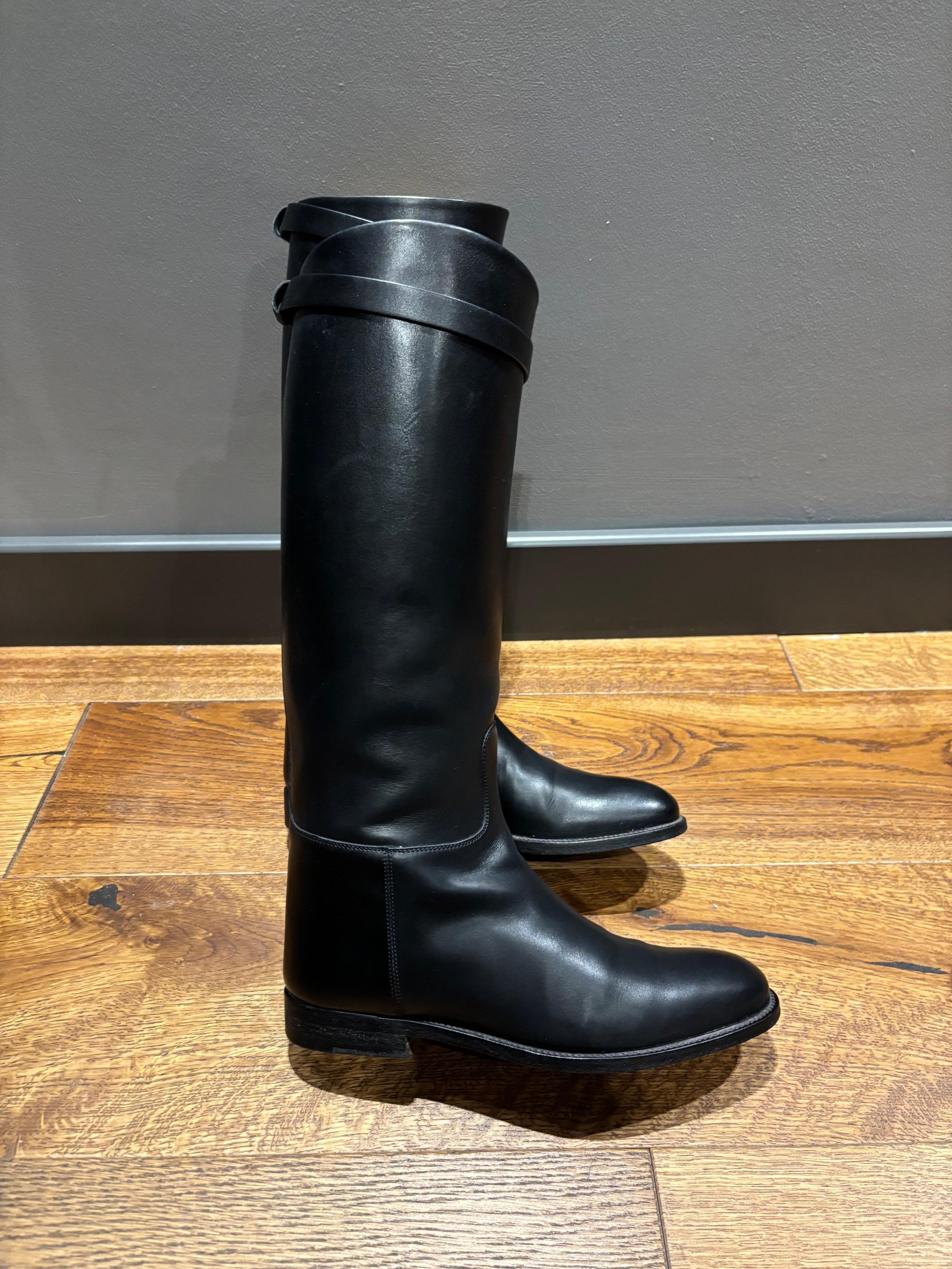 Hermes Black Leather Riding Boots