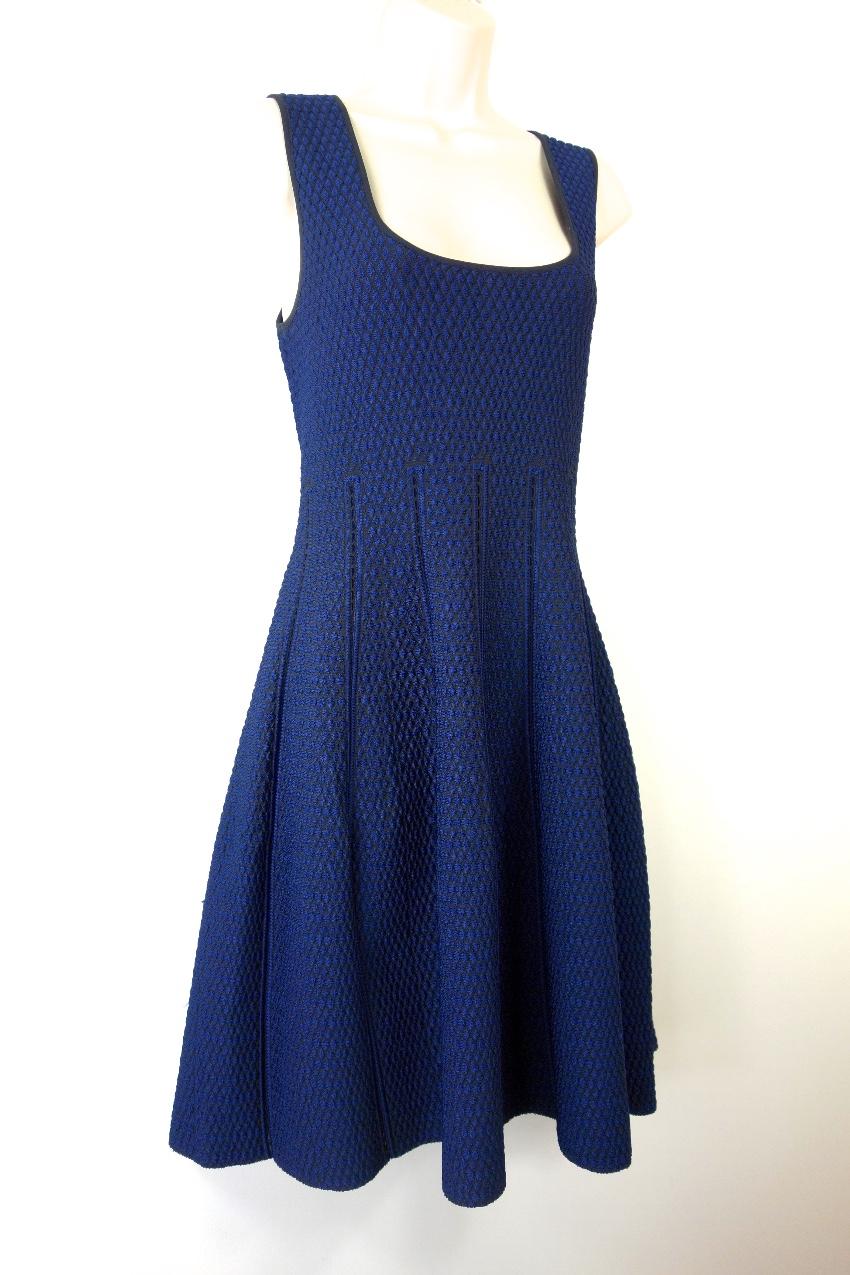 RVN Blue Textured Skater Dress