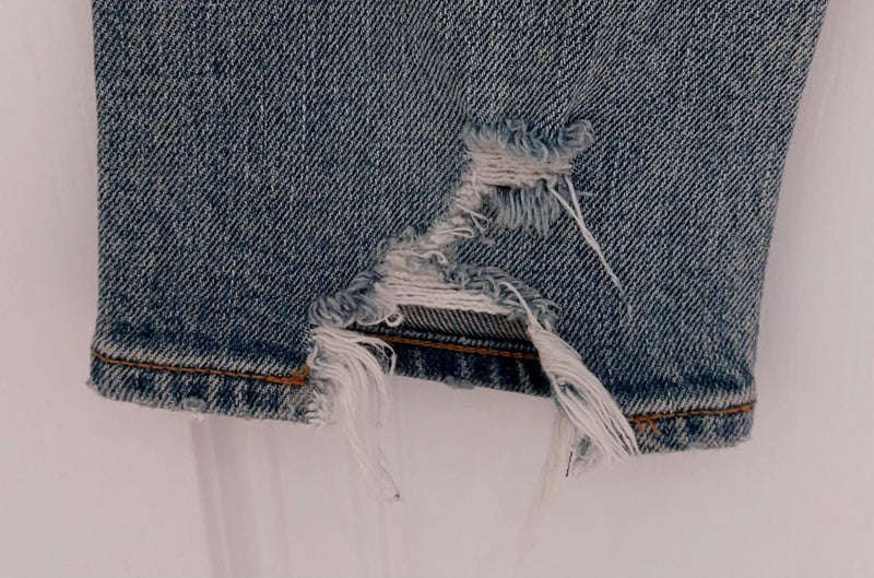Saint Laurent Washed Denim Distressed Skinny Jeans