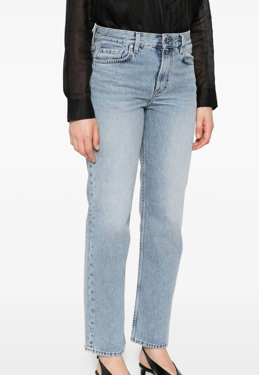Toteme Blue Organic Denim Straight Low-Rise Jeans